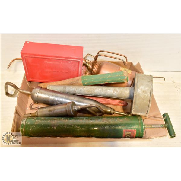 LOT OF VINTAGE OILERS AND TOOLS
