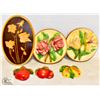 Image 1 : LOT OF VINTAGE CHALKWARE INCLUDING 3 FLORALS