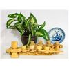 Image 1 : WOOD WALL ART, DECOR PLANT, DELFT PLATE