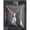 Image 1 : #38-NATURAL BLUE SAPPHIRE  & CZ PENDANT NECKLACE 1