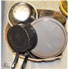 BOX OF MISC POTS/PANS & ELECTRIC GRIDDLE