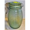 Image 1 : VINTAGE GREEN GLASS JAR WITH CLAMP LID