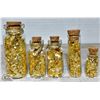 Image 1 : 5 VARIOUS SIZE BOTTLES OF GOLD FOIL FLAKES