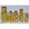 Image 1 : 5 VARIOUS SIZE BOTTLES OF GOLD FOIL FLAKES
