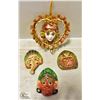 Image 1 : LOT OF 4 WALL MASKS INCL COLOMBIAN JESTER