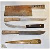 Image 1 : FLAT OF ANTIQUE/ VINTAGE CLEAVER AND KNIVES