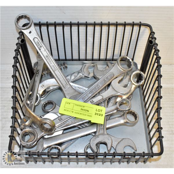 BOX C/W ASSORTED WRENCHES