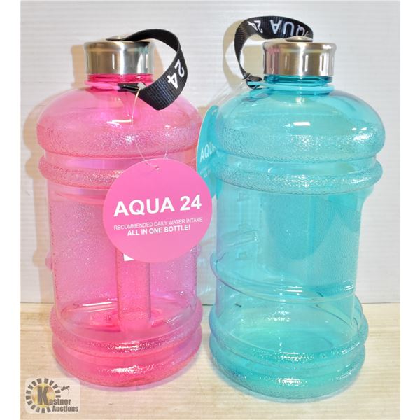 NEW PAIR OF 2.2L AQUA 24 WATER BOTTLES