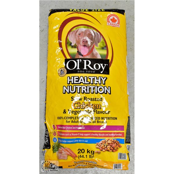 20KG BAG OF OL'ROY DOG FOOD *DAMAGED PACKAGING*