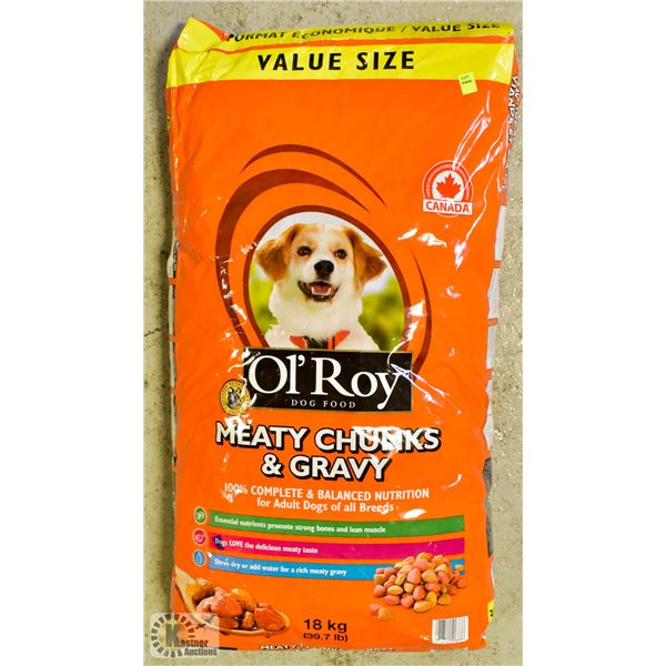 18KG BAG OF OL'ROY DOG FOOD *DAMAGED PACKAGING*