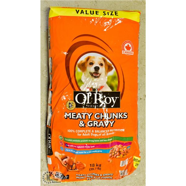 18KG BAG OF OL'ROY DOG FOOD *DAMAGED PACKAGING*