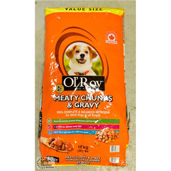 18KG BAG OF OL'ROY DOG FOOD *DAMAGED PACKAGING*