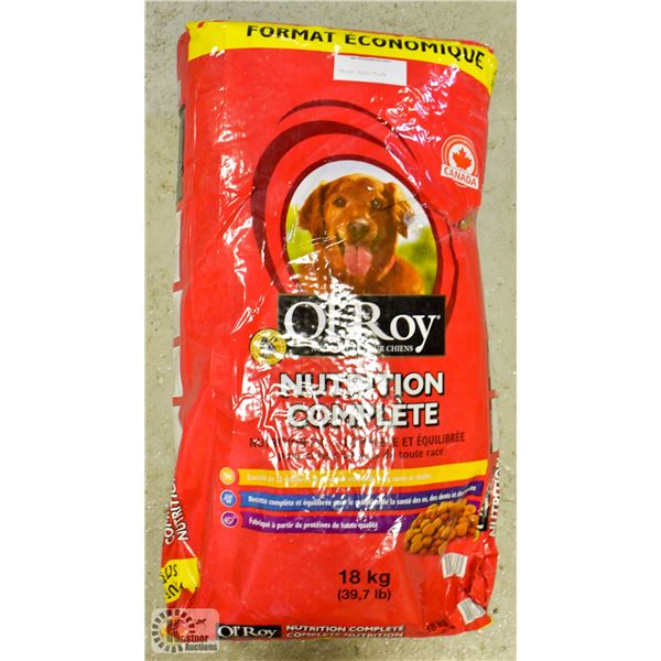 18KG BAG OF OL'ROY DOG FOOD *DAMAGED PACKAGING*