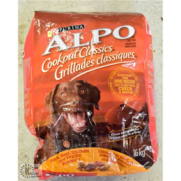 16KG BAG OF ALPO DOG FOOD *DAMAGED PACKAGING*