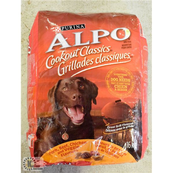 16KG BAG OF ALPO DOG FOOD *DAMAGED PACKAGING*