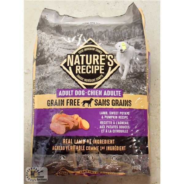 10.8KG BAG OF NATURES RECIPE DOG FOOD