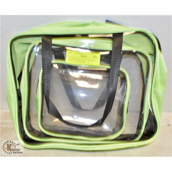 CLEAR TRAVEL BAGS FOR BEAUTY SUPPLIES AND MORE