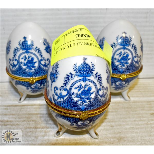 3 EGG STYLE TRINKET BOXES