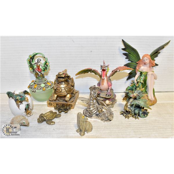 FLAT OF METAL AND DRAGON ORNAMENTS