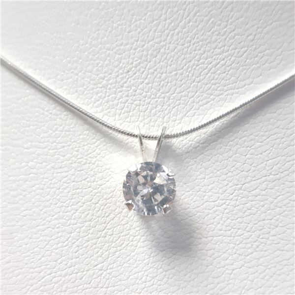 BZ1076-43 SILVER CUBIC ZIRCONIA 18  NECKLACE