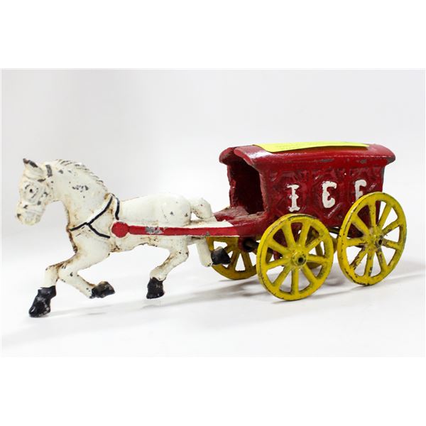 1930S CAST IRON HORSE DRAWN ICE WAGON