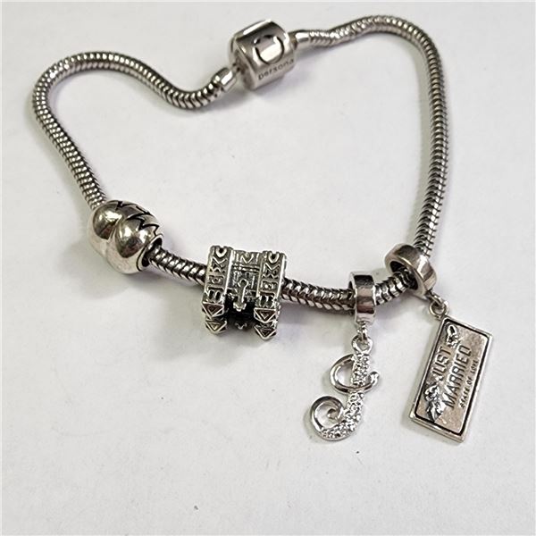 BZ1076-48 SILVER PANDORA STYLE BRACELET