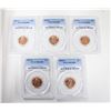 LOT OF 5 GRADED LINCOLN PENNIES 1973-S