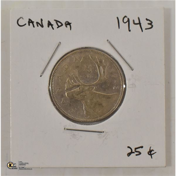 CANADA 1943 TWENTY FIVE CENT COIN