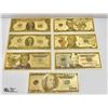 Image 1 : SET OF 7 GOLD FOIL USA DOLLAR BILLS
