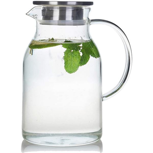 NEW KARAFU GLASS PITCHER WITH STAINLESS STEEL LID