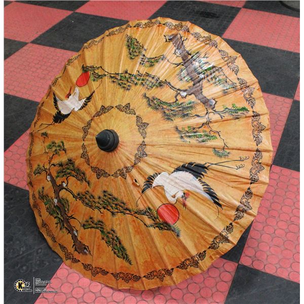 VINTAGE JAPANESE PAINTED UMBRELLA