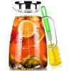 NEW GLASS PITCHER WITH LID AND PRECISE SCALE LINE