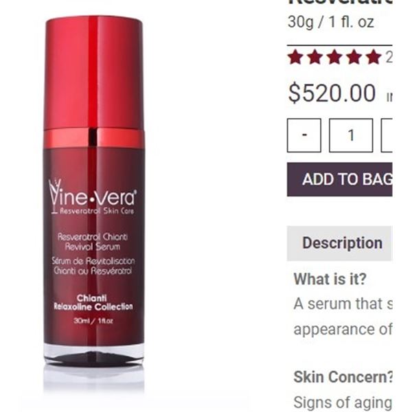 VINE VERA RESVERATROL CHIANTI REVIVAL SERUM