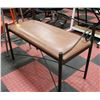 DECORATIVE METAL BENCH W/ LEATHER SEAT