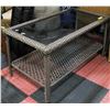 WICKER STYLE PATIO COFFEE TABLE W/GLASS TOP INSERT