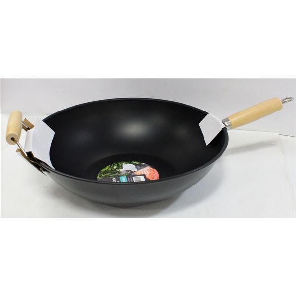 NEW LARGE 35CM CARBON STEEL NON-STICK WOK