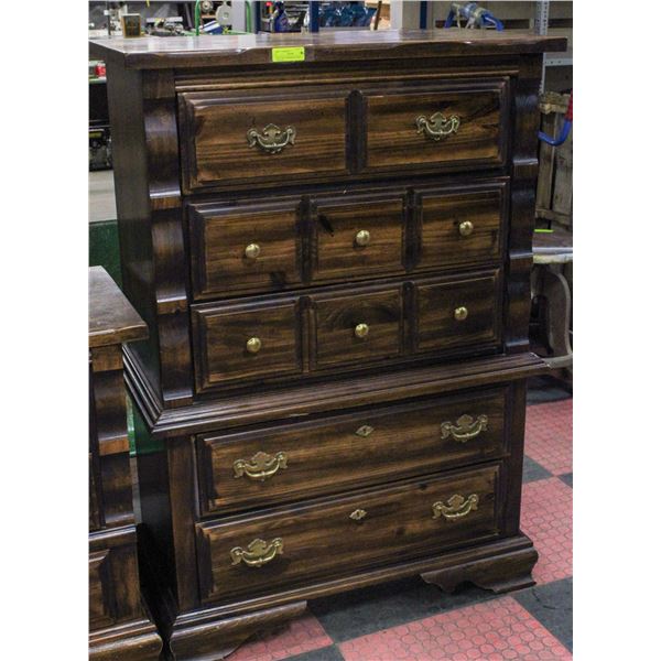 COUNTRY 5 DRAWER HIGHBOY DRESSER