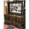 Image 1 : COUNTRY 8 DRAWER DRESSER W/HUTCH SHELF & MIRROR