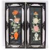 2 PIECE SOLID FRAMED NATURAL STONE FLOWERS WALL