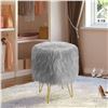 NEW REPACK SHAGGY SOFT FAUX FUR SILVER FOOT STOOL