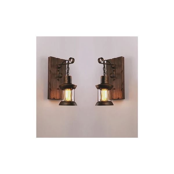 NEW REPACKED PAIR OF WALL MOUNTED LANTERN STYLE
