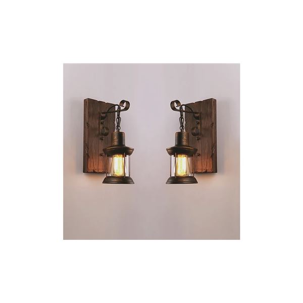 NEW REPACKED PAIR OF WALL MOUNTED LANTERN STYLE