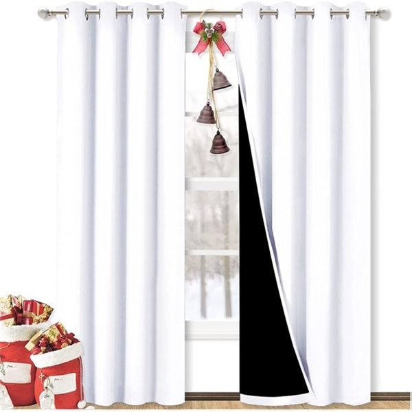 NEW NICETOWN LIVING ROOM CURTAINS WHITE 2PCS 52" X