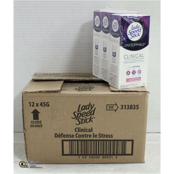 NEW BOX OF 12, 45G LADY'S CLINICAL SPEED STICK