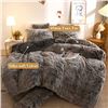 Image 2 : NEW PLUSH SHAGGY DUVET COVER TWIN SIZE - DARK GREY