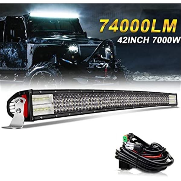 NEW LED LIGHT BAR 42  4 ROW QUAD CURVED BARS COMBO