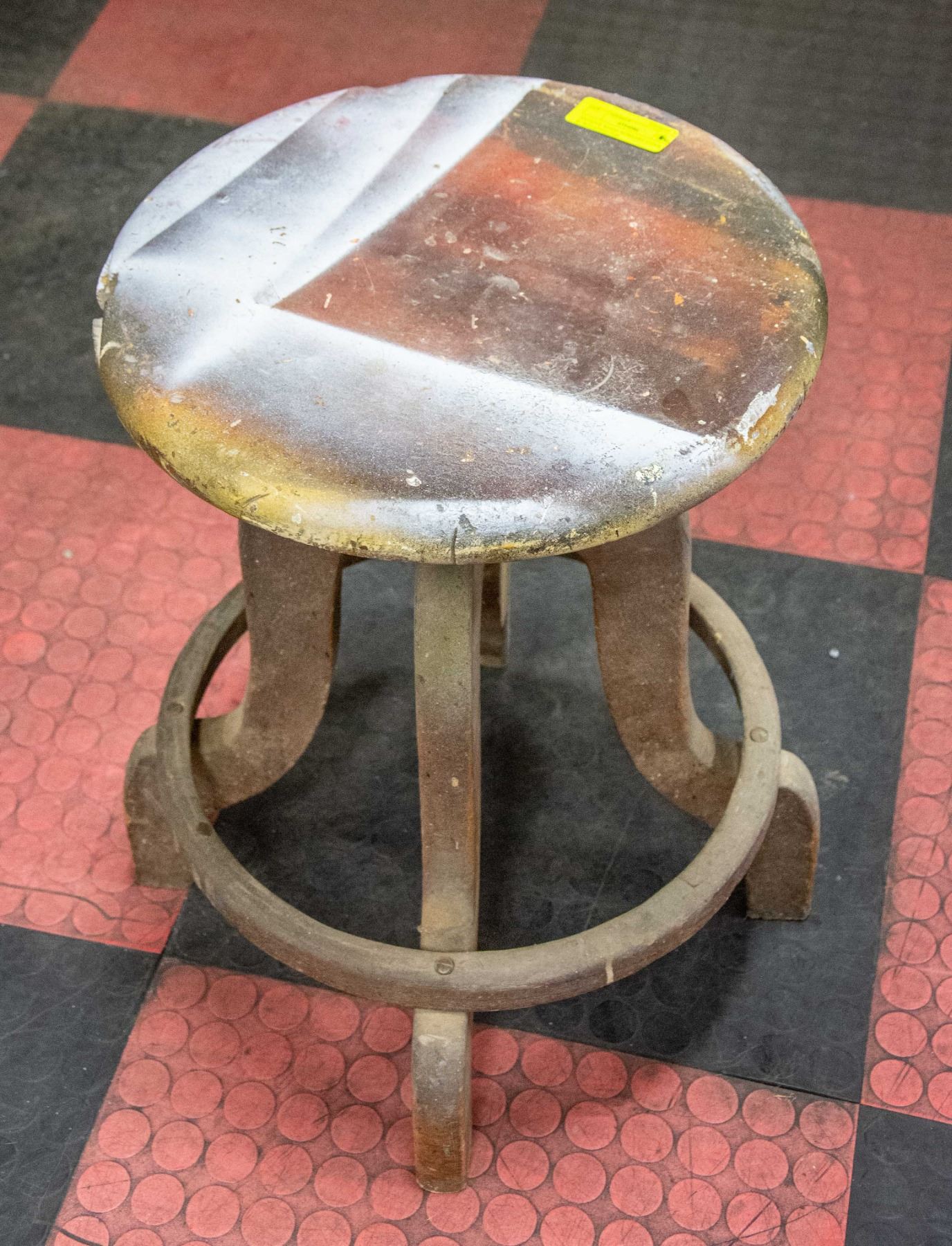 ANTIQUE WOOD WORKERS STOOL W/ ROTATING TOP