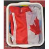 Image 1 : BIN OF 9 ASSORTED FLAGS - OILERS, CANADIAN + MORE