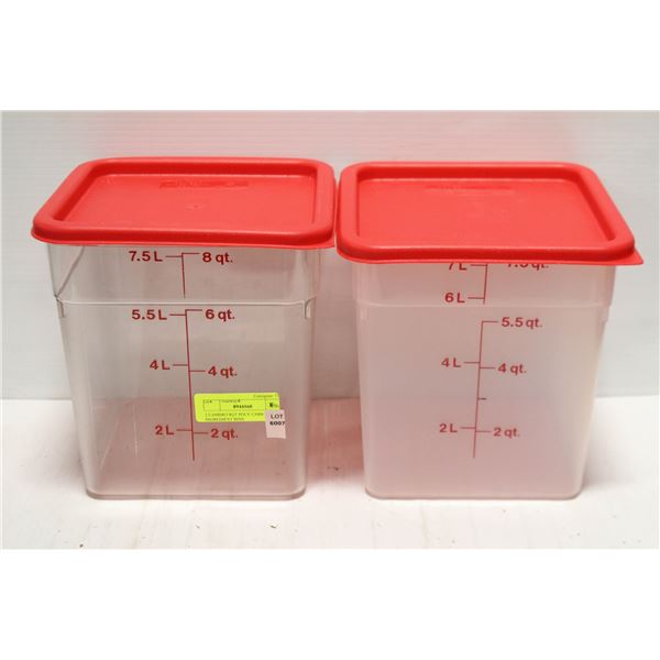 2 CAMBRO 8QT POLY CARB DRY INGREDIENT BINS