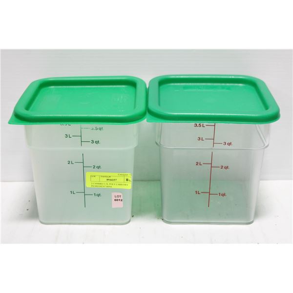 2 CAMBRO 3.5L POLY CARB DRY INGREDIENT BINS